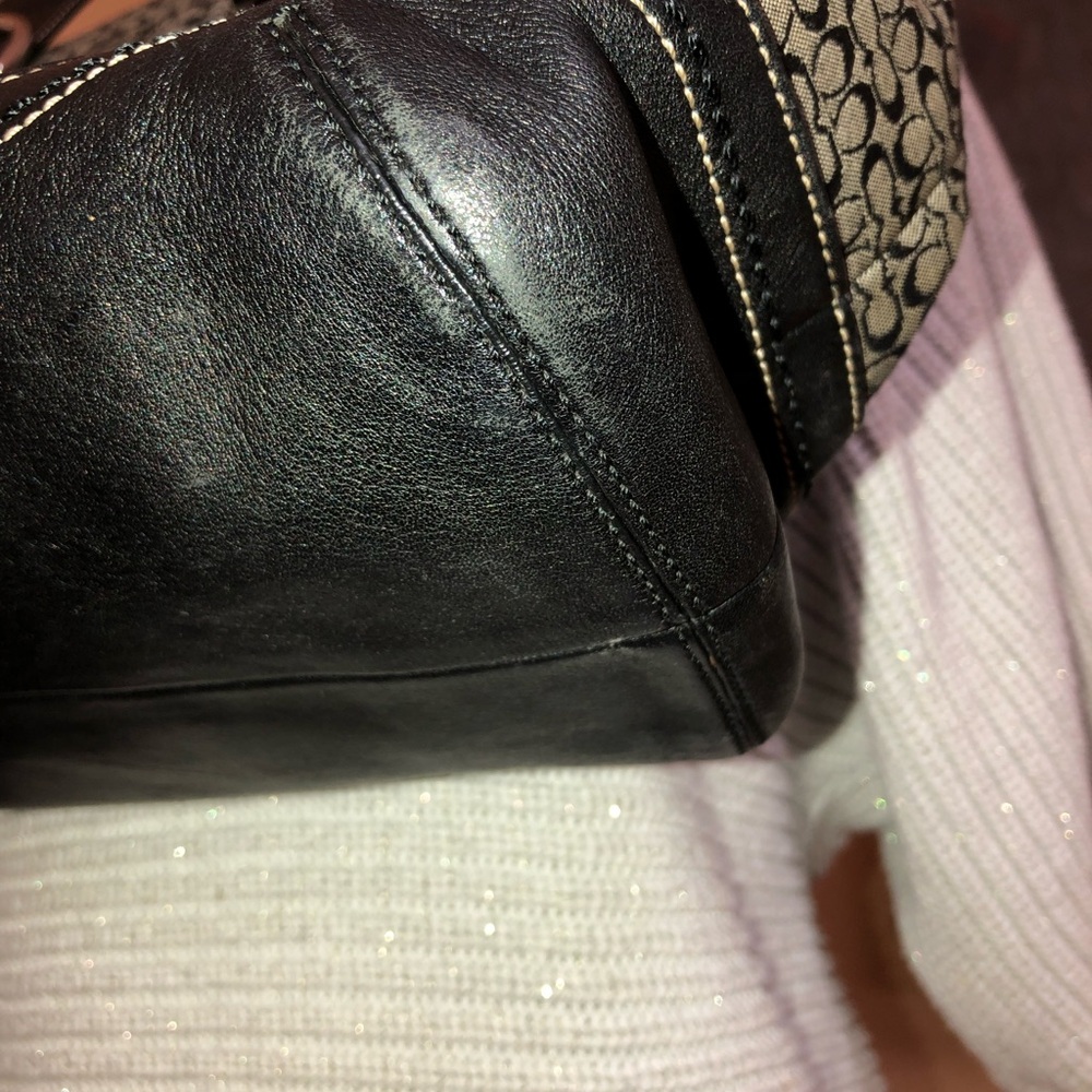 Coach signature “mini C” handbag. Leather & canvas. - Picture 10 of 16